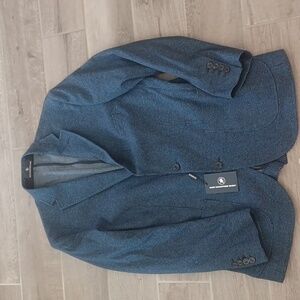 New Hart Schaffner Marx Gray Houndstooth Blue Sports Coat Jacket size La…